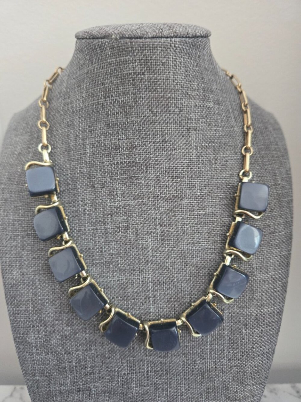 Coro Blue Moonglow Lucite Vintage Necklace